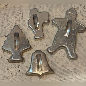 Vintage Tin Christmas Cookie Cutters Set